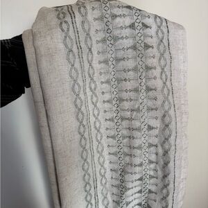 Beige and Green Embroidered Curtains